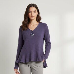 World Folk Art Alpaca Womens Medium Vneck Boho Open Knit Sweater